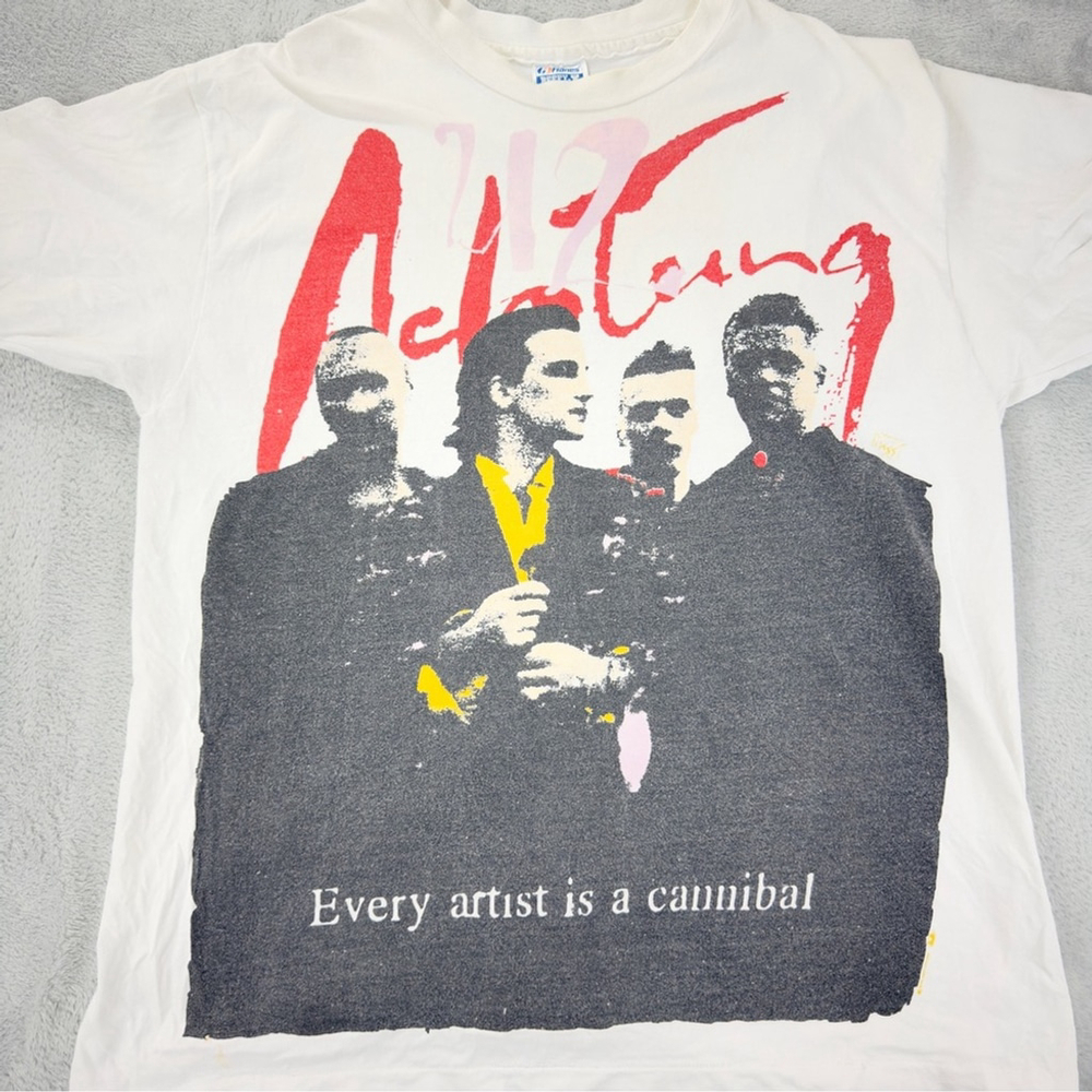VTG U2 Men Sz XL 1990s Achtung Baby Zoo Every Artist is a Cannibal Single Stitch - Picture 6 of 12